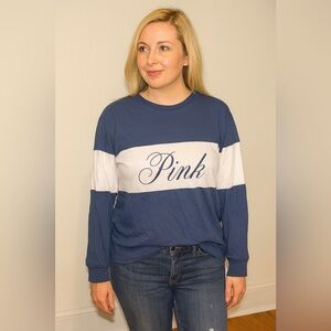 VS PINK Campus Cotton Long Sleeve Tee Dusty Iris S NWOT